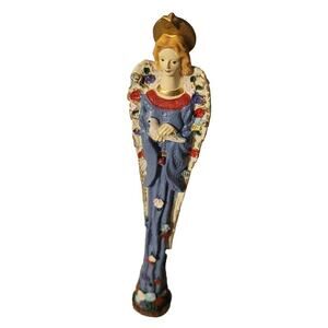 Angel Resin Pencil Figurine Dove Blue Flower Decor